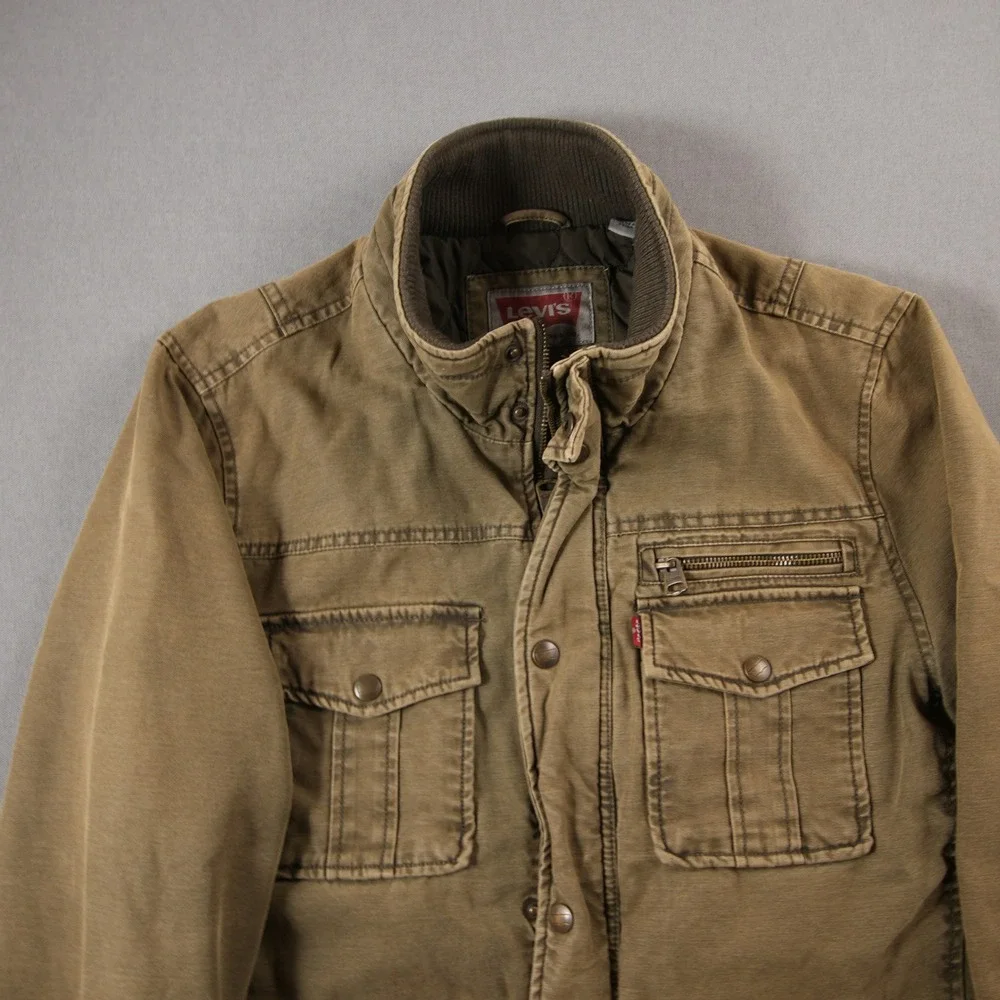 Levi's Military Field Trucker Canvas Quilted Men Jacket S Utility Multi Pocket